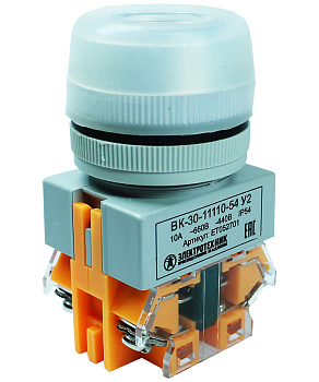 Выключатель кнопочный ВК30-10-11110-54 У2, черный, 1з+1р, цилиндр, IP54, 10А, 660В Электротехник