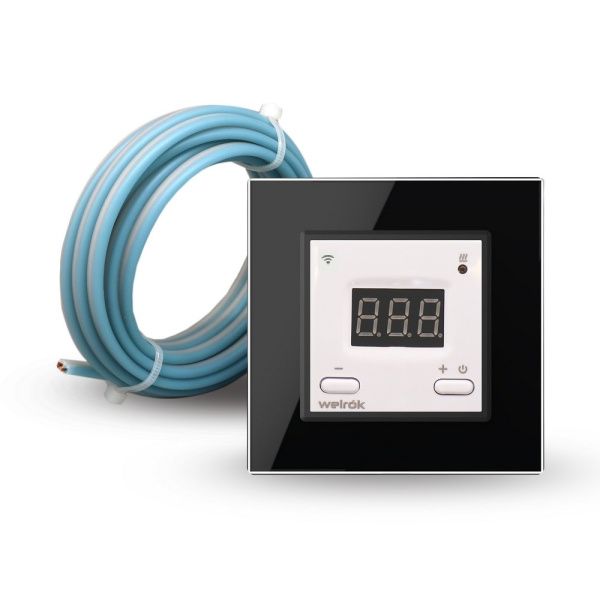 Терморегулятор Welrok AZ Wi-Fi для рамки LIVOLO с электронным управлением, датчик пола 3 м, цвет белый с черной рамкой