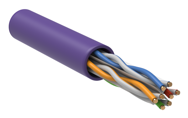 ITK Витая пара U/UTP кат.6 4х2х23AWG solid LSZH нг(А)-HF фиолетовый (305м)
