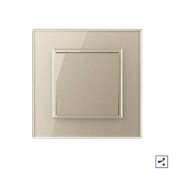 Одноклавишный проходной механический выключатель 1 пост, цвет шампань Livolo