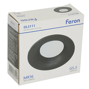 Светильник потолочный встраиваемый, MR16 G5.3, черный DL3111 Feron