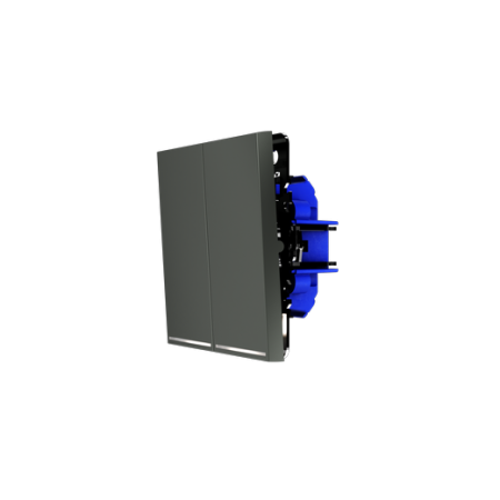 Выключатель встраиваемый Voltum S70 двухклавишный с подсветкой 10А, (титан)