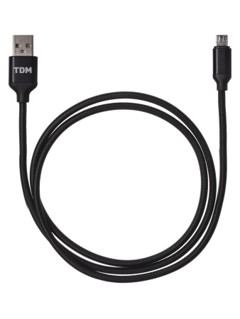 Дата-кабель, ДК 7, USB - micro USB, 1 м, тканевая оплетка, черный, TDM
