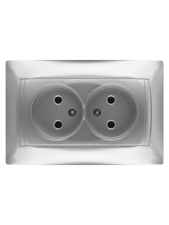 Розетка двойная 2П 10А 250В серебр. металлик "Лама" TDM