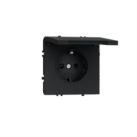 Розетка встраиваемая Voltum S70 с заземлением, защитными шторками и крышкой 16А, (графит)