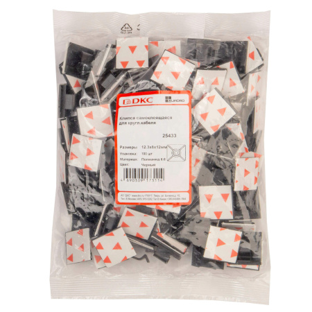 Клипса самоклеящаяся для кругл.кабеля,черная, 12.3х8х12 (новый аналог 25433SR) DKC