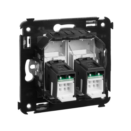 Компьютерная розетка RJ-45 в стену, кат.6 двойная,"Avanti", "Закаленная сталь" DKC