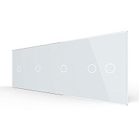 Панель для четырех сенсорных выключателей, 5 клавиш (1+1+1+2), цвет белый, стекло Livolo