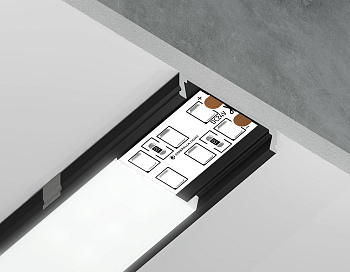 Алюминиевый профиль накладной GP1800BK черный/матовый рассеиватель 2000*23.8*6, 2 заглушки, 4 крепления в комплекте (для ленты до 20мм) Ambrella Light