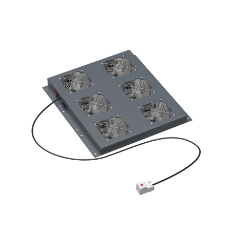 Потолочный модуль 6 вентиляторов с термостатом для крыши напольных 19" IT-корпусов ДКС серии CQE шириной 600мм, RAL7011 DKC