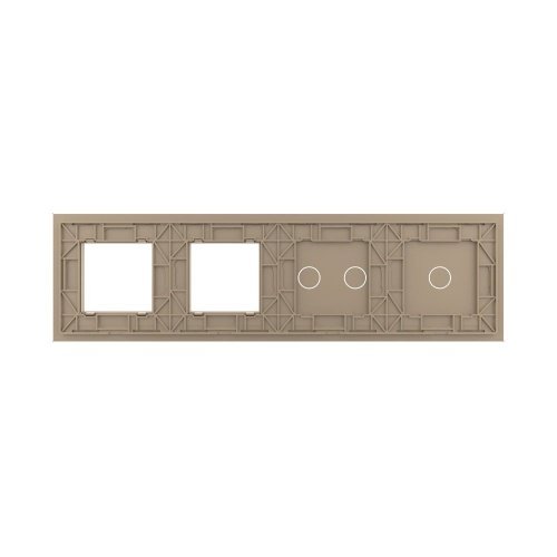 Панель для 2-х сенсорных выключателей и 2-х розеток, 3 клавиши (1+2), цвет золотой, стекло Livolo фото 4