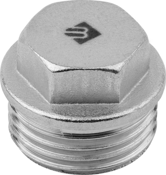 Заглушка "ЭКСПЕРТ", 6-ти гранная головка с прижимной шайбой, никелированная латунь, наружная резьба, 1/2" ЗУБР