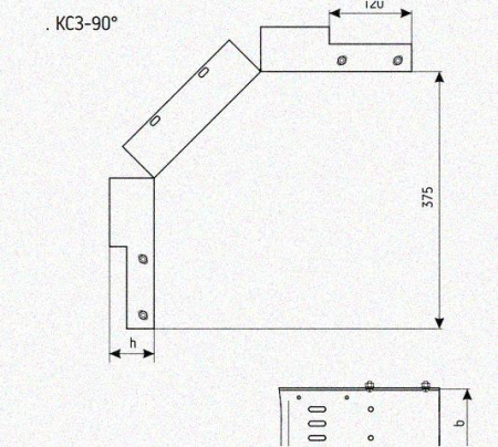 Лоток замковый перфорированный КСЗ 400х100-90 УТ1,5 для поворота трассы вниз на 90, оцинкованный лист S1,5