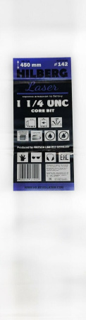 Коронка алмазная 142*450 Laser 1 1/4 UNC HD718 Hilberg