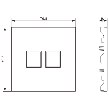 Donel S08 серый графит накладка 2-я для розеток RJ45,TV,SAT, серия DB
