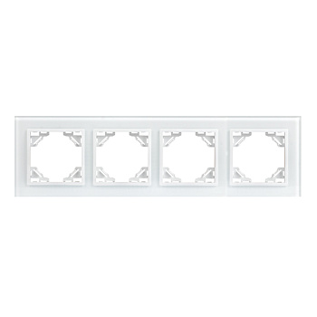 Минск Рамка 4-местная стеклянная белая EKF