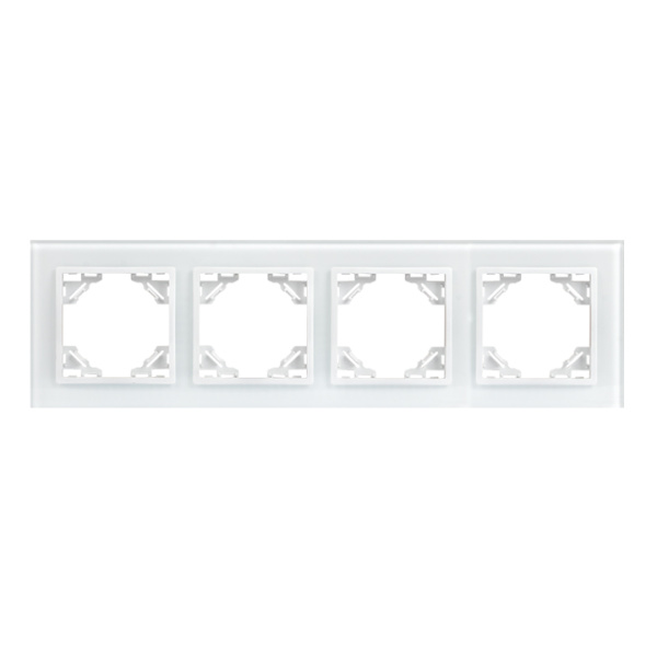 Минск Рамка 4-местная стеклянная белая EKF