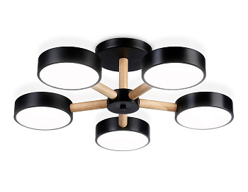 Подвесной светодиодный светильник с пультом FL4828/5 BK черный 3000K-6400K 65W D580*160 (ПДУ ИК) Ambrella Light