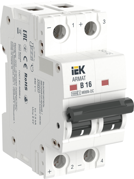 Выключатель автоматический ВА МОД M06N-DC 2П B 16А ARMAT IEK
