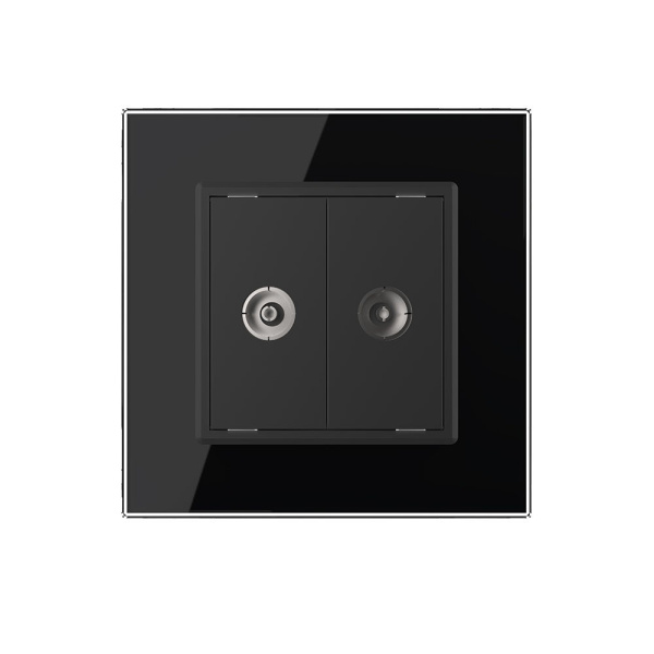 Розетка ТВ двойная Черная Livolo
