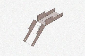 Лоток замковый глухой КПЗГ 200х65-45 УТ1,5 для поворота трассы вверх на 45, горячее цинкование, S1,5