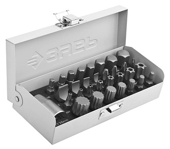 Набор : Биты специальные в металлическом боксе, PH, SL, HEX, TORX, SPLINE, 32 предмета ЗУБР