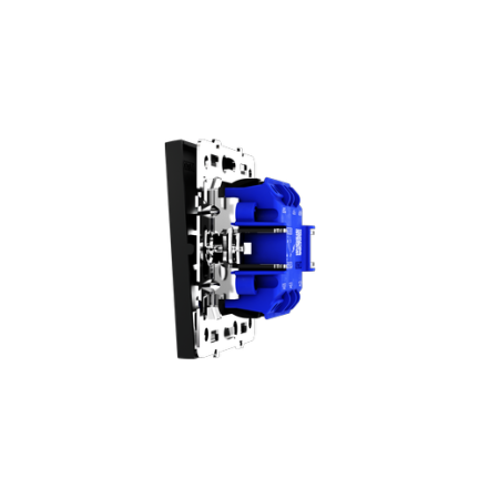 Проходной переключатель встраиваемый Voltum S70 двухклавишный с подсветкой 10А, (черный матовый)