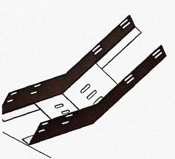 Лоток перфорированный КП 300х65-45 УХЛ1 для поворота трассы вверх на 45, оцинкованный лист S1,5