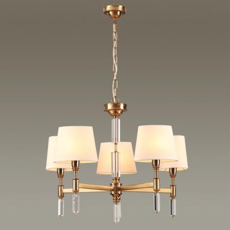 Люстра E14 5*40W LONDON бронзовый/белый/ткань ODEON LIGHT