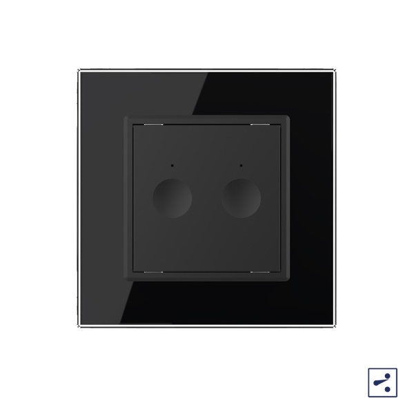 Двухклавишный проходной сенсорный выключатель Module, цвет черный Livolo