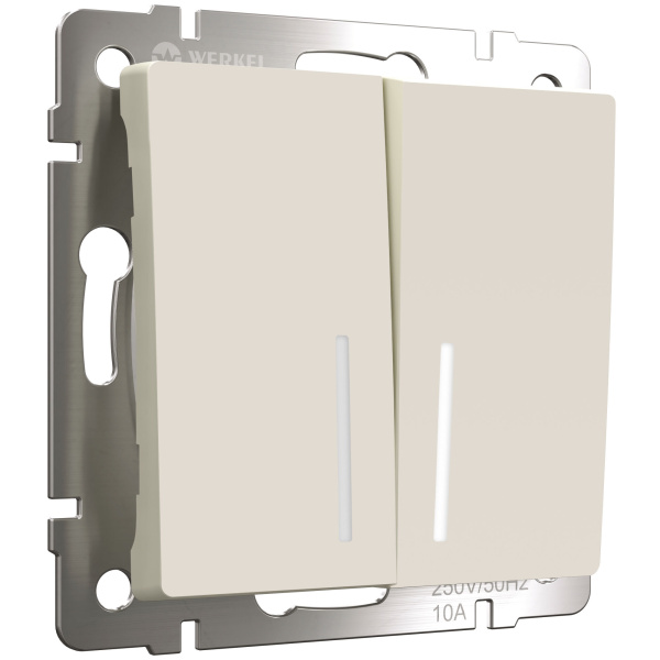 Выключатель двухклавишный с подсветкой (айвори матовый) СУ IP20 Werkel