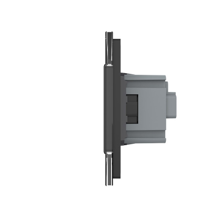 Трехклавишный сенсорный выключатель с розеткой 2 поста, цвет черный Livolo