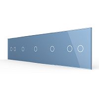 Панель для пяти сенсорных выключателей, 7 клавиш (2+1+1+1+2), цвет синий, стекло Livolo