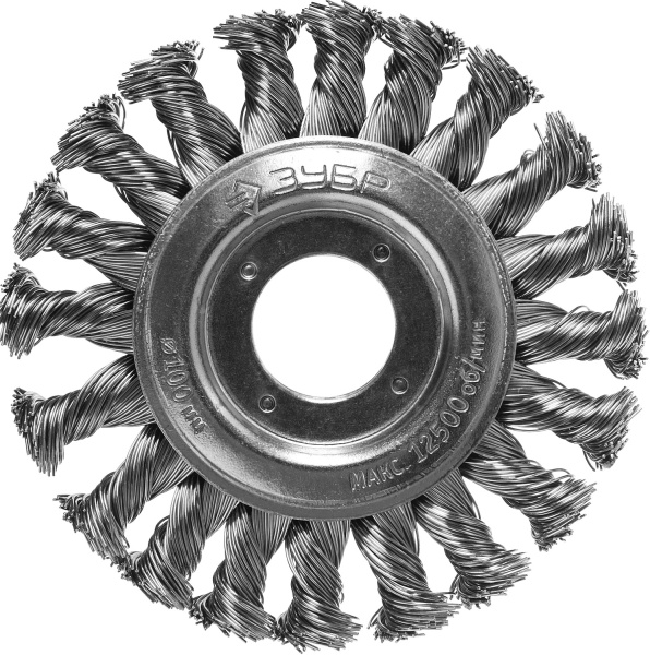Профессионал. Щетка дисковая для УШМ, плетеные пучки стальной проволоки 0,5мм, 100х22мм ЗУБР