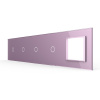 Панель для 4-х сенсорных выключателей и розетки, 4 клавиши (1+1+1+1), цвет розовый, стекло Livolo