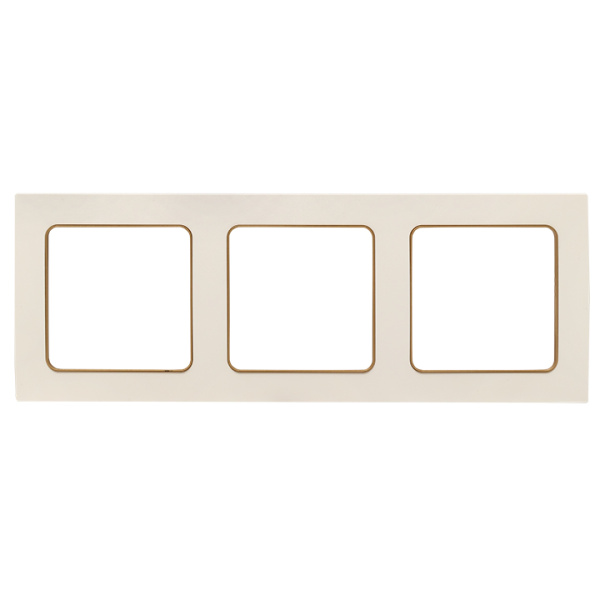 Стокгольм Рамка 3-местная белая с линией цвета шампань EKF