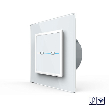 Сенсорный радиоуправляемый выключатель для жалюзи Quadro 2 клавиши 1 модуль Белый Livolo