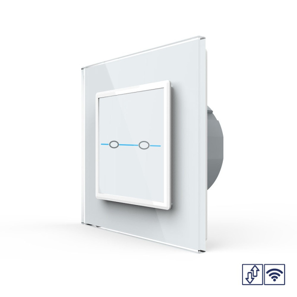 Сенсорный радиоуправляемый выключатель для жалюзи Quadro 2 клавиши 1 модуль Белый Livolo