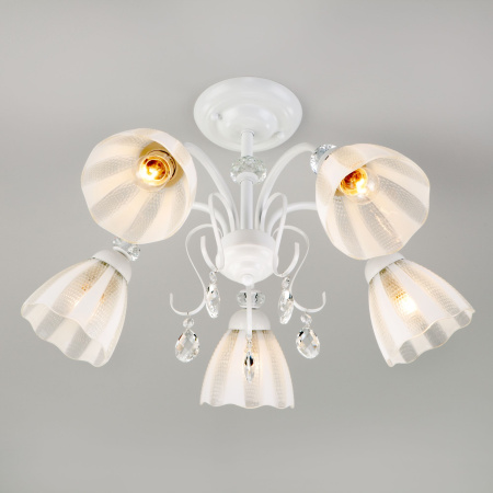 Потолочная люстра с плафонами 5*E27 60Вт белый IP20 Floranse (30155/5 белый) Eurosvet