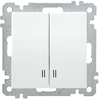 Выключатель 2-клавишный с индикацией ВС10-2-1-Б 10А BOLERO белый IEK
