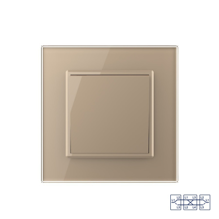 Одноклавишный перекрестный механический выключатель 1 пост, цвет золотой Livolo