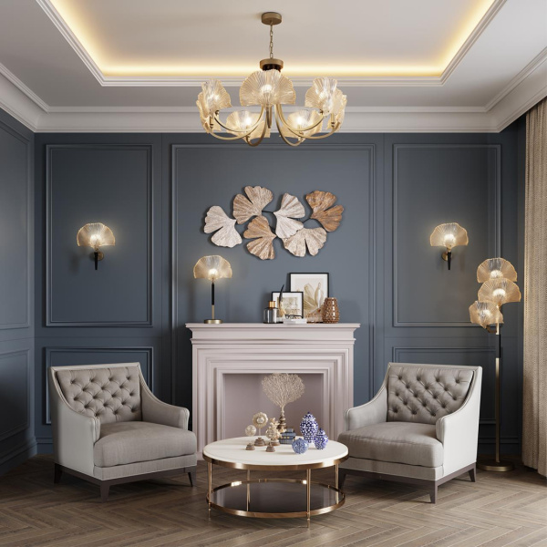 Бра E14 1*40W VENTAGLIO золотой/чёрный/стекло ODEON LIGHT