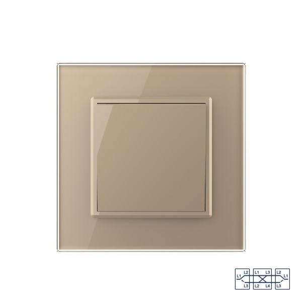 Одноклавишный перекрестный механический выключатель 1 пост, цвет золотой Livolo