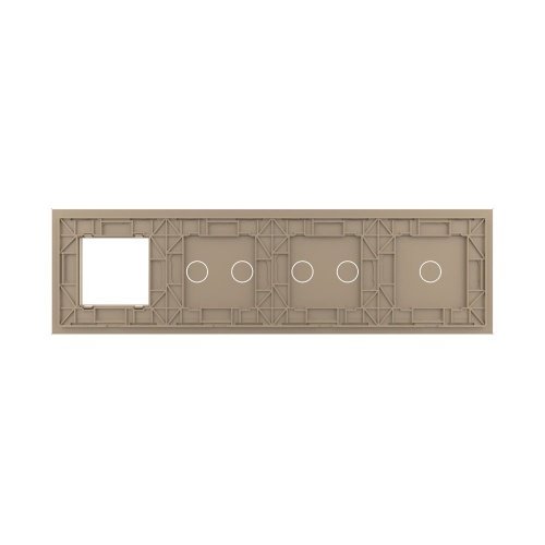 Панель для 3-х сенсорных выключателей и розетки, 5 клавиш (1+2+2), цвет золотой, стекло Livolo фото 4