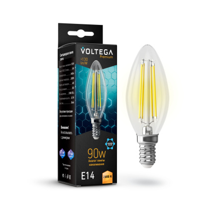 Лампа св/д E14 6,5Вт 2800K Прозрачный Candle 9W Graphene 7134 Voltega