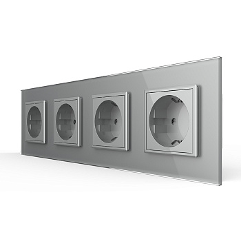 Розетка 4 модуля Серая Livolo Розетка 4 модуля Серая Livolo