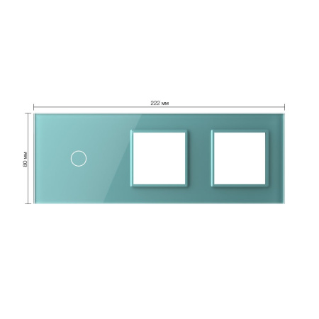 Панель для сенсорного выключателя и двух розеток, 1 клавиша, цвет зеленый, стекло Livolo