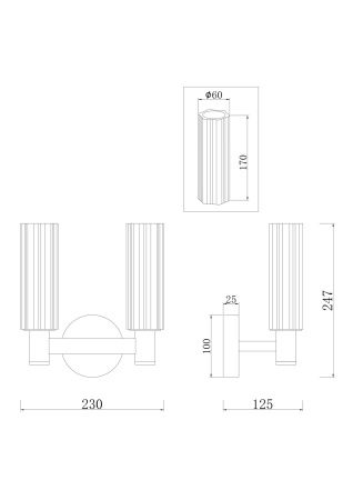 Настенный светильник (бра) 2*E14 40Вт Латунь IP20 Ambra FR5167WL-02BS Freya