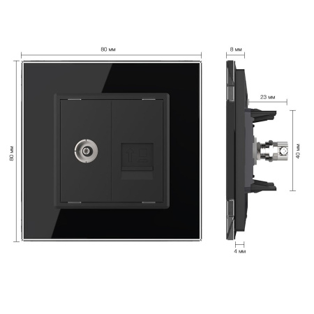 Розетка ТВ/КОМП RJ-45 Черная Livolo