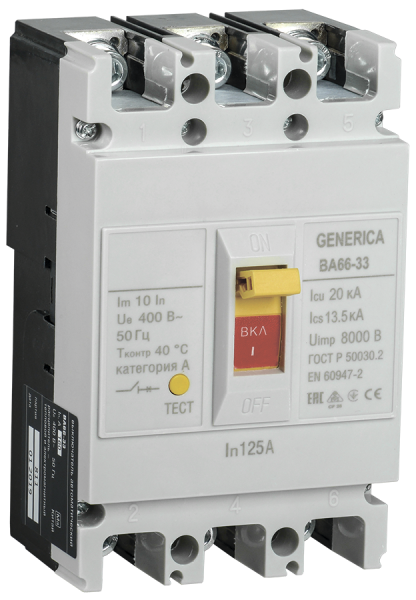 Выключатель автоматический ВА66-33 3П 125А 20кА GENERICA